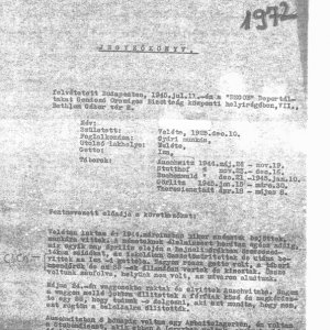 Részlet a Deportáltakat Gondozó Országos Bizottság által felvett jegyzőkönyvekből (Forrás: DEGOB-jegyzőkönyvek: 1972, MZSL)
